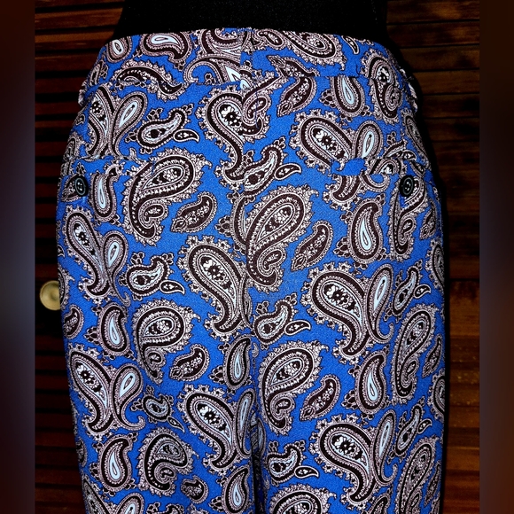 12P, Banana Republic Avery pants featuring a blue paisley print. - Picture 7 of 12